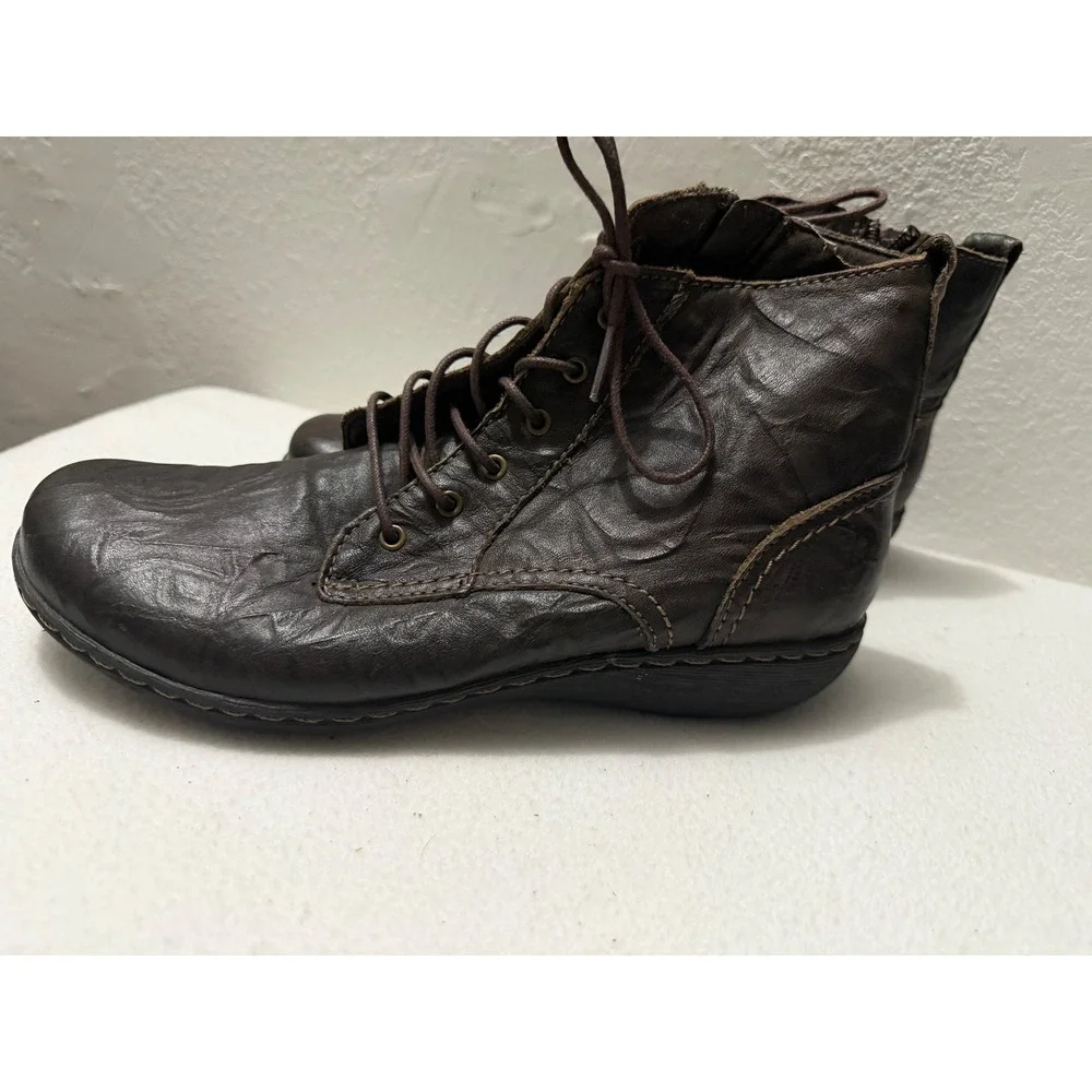 Clarks Collection Womens 8.5 Dark Brown Leather Lace Up Side Zip Ankle Boots